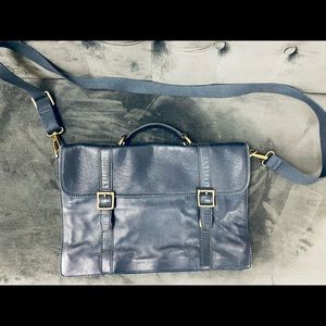 Blue leather fossil shoulder bag/computer bag